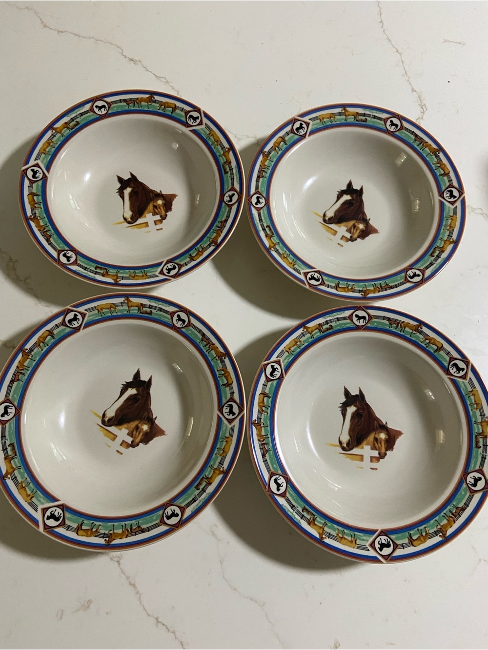 4PC. Set CEDAR VALLEY STABLES Rim Soup Bowls